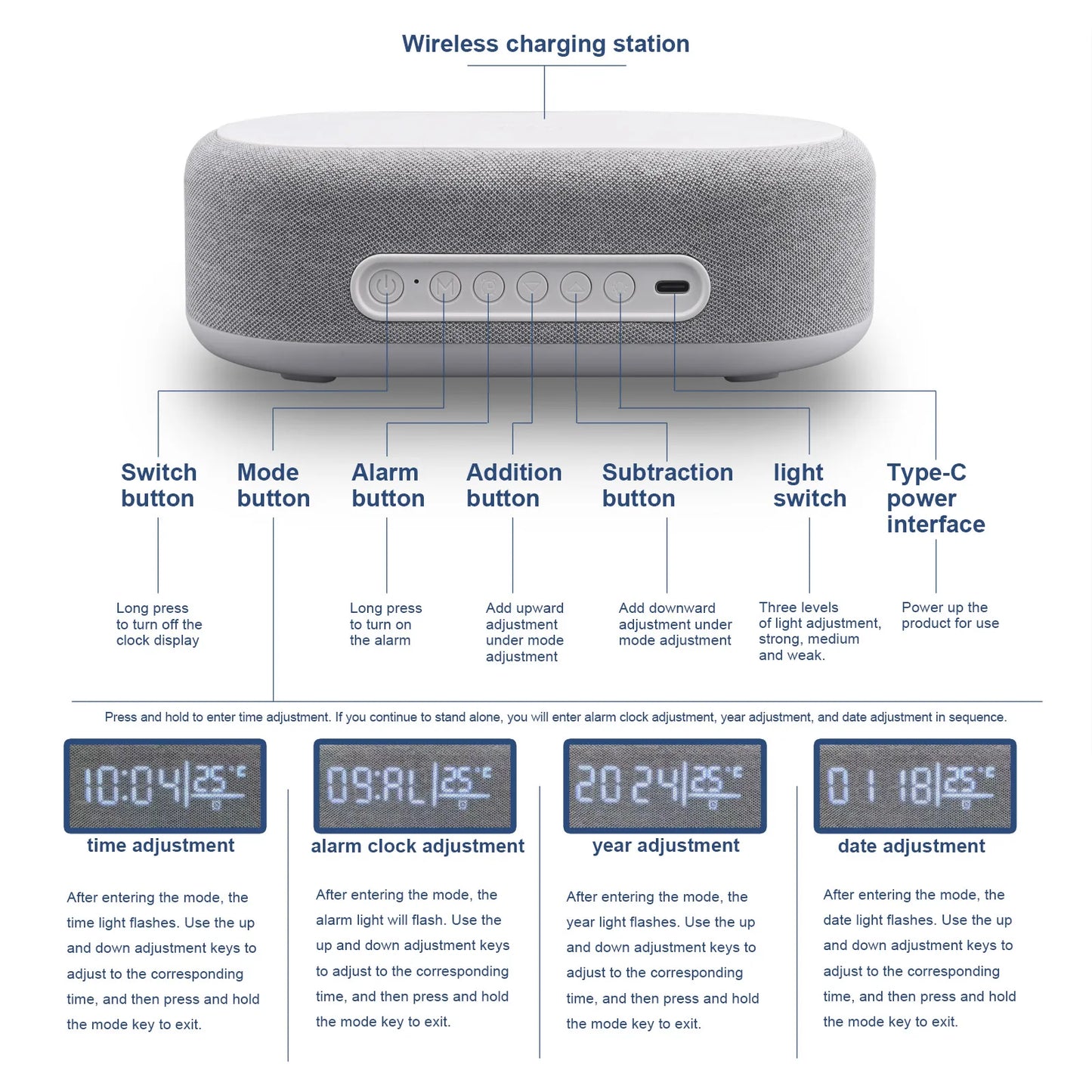 TimeCore™Wireless Charger Alarm Clock Time.