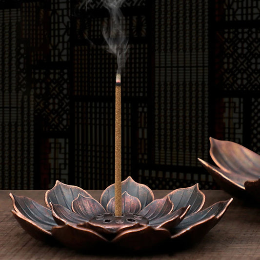 CandleLit™ Alloy Incense Burner Stick Holder Plate Burner Plate Buddhism Coil Lotus Censer